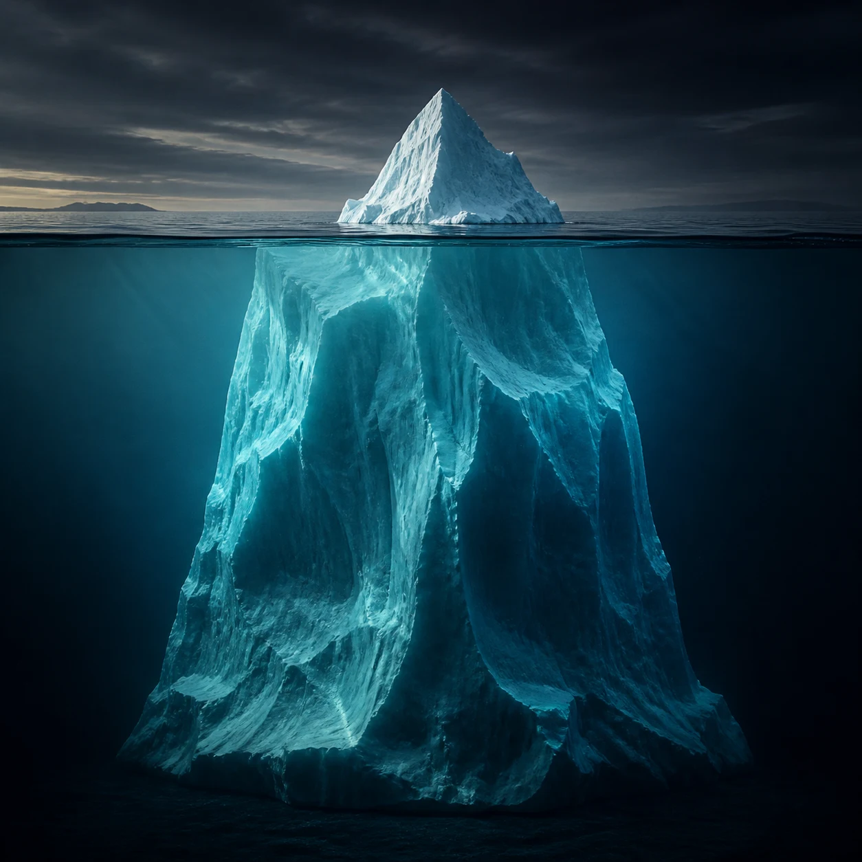 Iceberg dont la masse sous-marine représente les dynamiques invisibles qui influencent les résultats